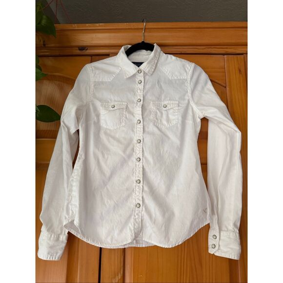 American Eagle Outfitters White Western Snap Button Shirt – Women’s P Small - Picture 2 of 10